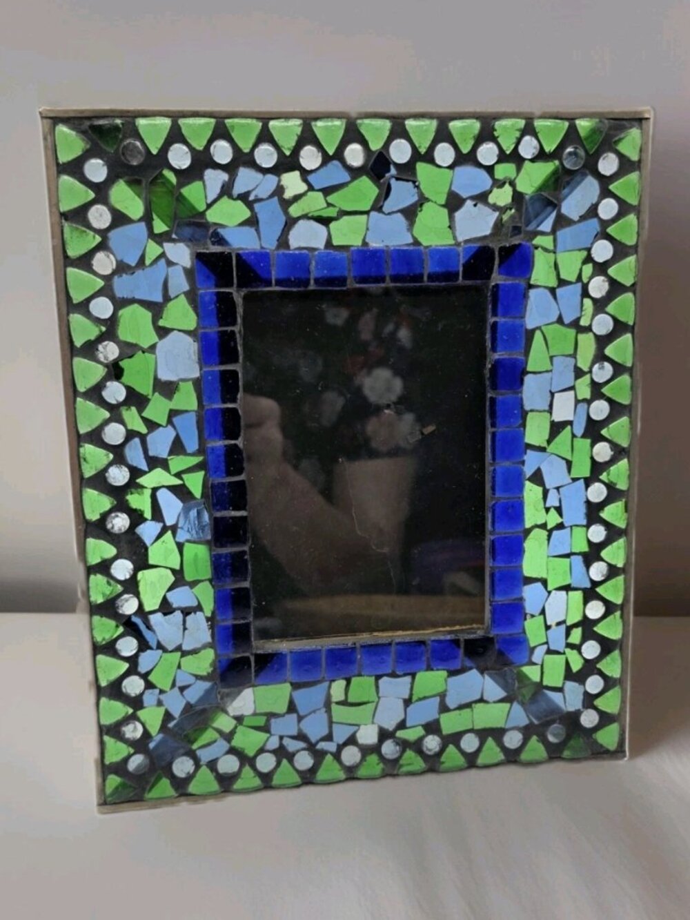Mosaic Glass Picture Frame Blue Green Tile Artisan Boho Picture Frame